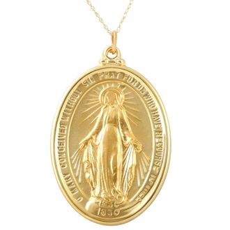 Pompeii3 14k Yellow Gold St. Mary Medal Pendant 1.5 Tall 10 Grams