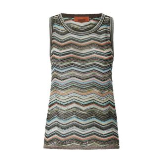 Missoni Gebreide Zigzag Top met Glans - Dames - Tops - Veelkleurig - Maat: L Viscose