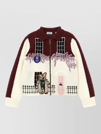 Burberry cashmere wool ribbed polo cardigan