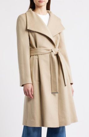 BOSS Wool & Cashmere Belted Coat in Light Beige at Nordstrom, Size 10