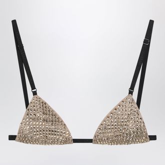 Dolce & Gabbana Reggiseno con strass in nylon color cappuccino