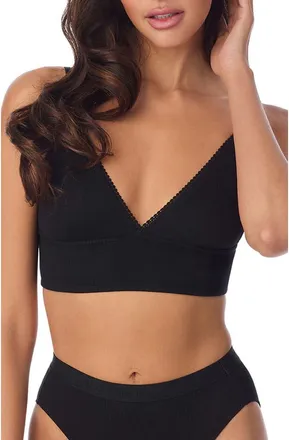 OnGossamer Cabana Cotton Blend Rib Longline Triangle Bralette in Black at Nordstrom, Size X-Large