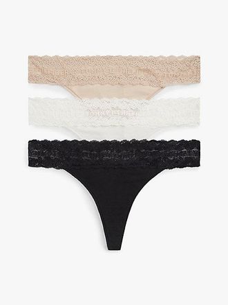 Tommy Hilfiger 3-Pack Ditsy Lace Tanga Thong