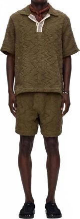 OAS Pine Verve Palmer Crochet Shirt In Olive Green