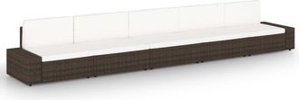 vidaXL Juego Muebles De Jard&iacute;n 5 Pzas Y Cojines Rat&aacute;n Sint&eacute;tico Marr&oacute;n Vidaxl