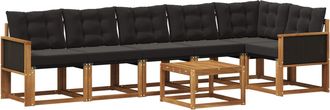 vidaXL Conjunto De Sof&aacute;s De Exterior 7 Uds. Natural Y Negro Vidaxl