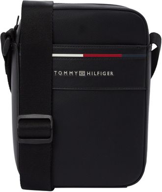 Tommy Hilfiger Mens Foundation Mini Reporter Bag with Logo, Black (Black), One Size