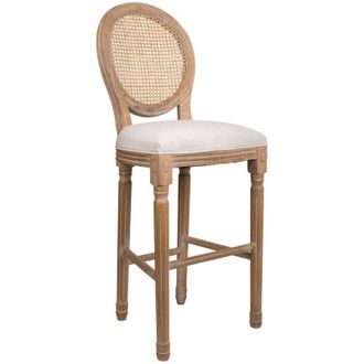 Wanderlust Deco Taburete De Madera Tapizado Color Crema 48x42x76/121