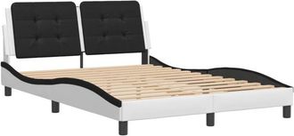 vidaXL Vidaxl - Estructura Cama Cabecero Cuero Sint&eacute;tico Blanco Negro 120x200cm