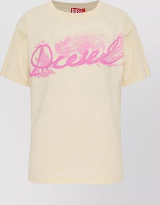 Diesel logo print floral print cotton t-shirt