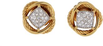 David Yurman Infinity Stud Earrings 18K Yellow Gold with Diamonds 7mm