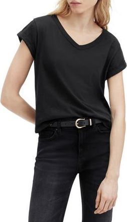 AllSaints Anna V-Neck Cotton T-Shirt in Black at Nordstrom Rack, Size 0