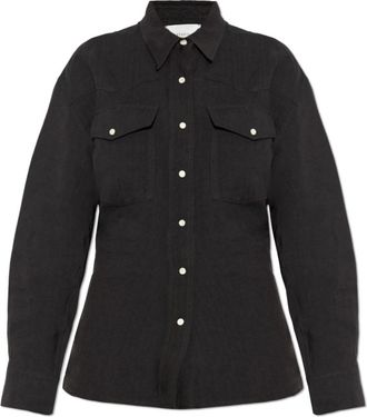 STUDIO NICHOLSON Krauss Shirt - Dames - Overhemden - Bruin - S - Leer - Overhemden