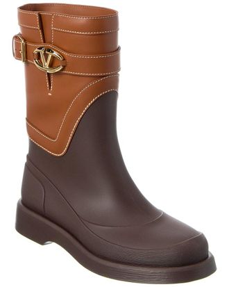 Valentino VLogo Rubber & Leather Rain Boot