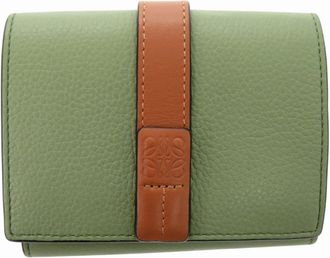 Loewe Brown Green Leather Wallet (Tri-Fold) (Pre-Owned)