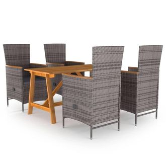vidaXL Juego De Comedor Para Jard&iacute;n 5 Piezas Gris Vidaxl