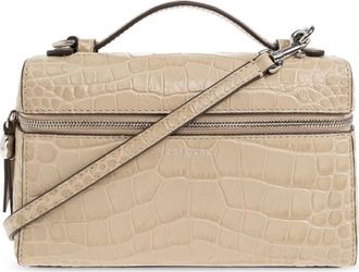 Tory Burch Slim Romy Croc-Embossed Top Handle Bag - Dames - Handtassen - Beige - ONE Size - Leer - Tassen