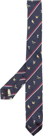 Thom Browne Birds And Bees print silk tie - men - Silk - One Size - Blue