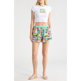 Kulani Kinis Printed Crop Cover-Up Graphic T-Shirt in Ocean Honey at Nordstrom, Size X-Small