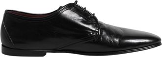Dolce & Gabbana Zwarte Lederen Veterschoenen Derby Formele Schoenen