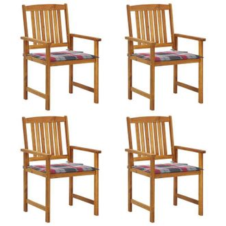vidaXL Sillas De Jard&iacute;n Con Almohadillas 4 Pcs Acacia Madera