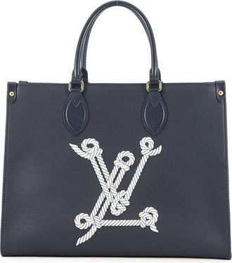 Louis Vuitton Navy Leather Shoulder Bag Tote Bag (Pre-Owned)