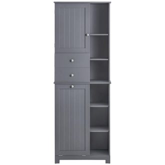 SoBuy SoBuy Mobile alto con portabiancheria apribile Armadietto da Pavimento Mobile bagno Grigio 60x37x170cm BZR104-DG