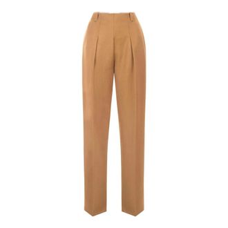 Elisabetta Franchi Broek van gabardine stof - Dames - Broeken - Bruin - Maat: S Gabardine