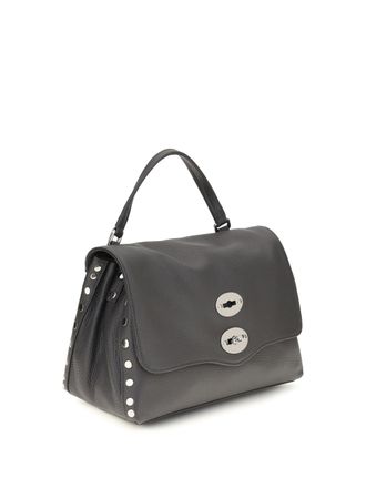 Zanellato Womens Postina Daily Handbag Small Grey Vulcano Calf Leather Bos Taurus Handbags Hand Bags