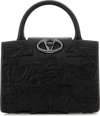 Valentino Garavani Black Leather Vlogo Handbag