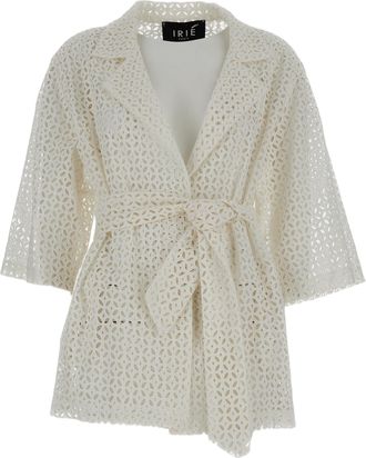 Iri&eacute; Structured White Jacket with Front Zipper Closure