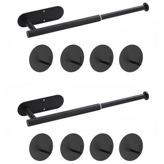 OEM 2 Toalleros Sin Taladrar, Soportes Adhesivos Extensibles Para Toallas De Ba&ntilde;o Y Cocina, Toallero De Pared, Color Negro