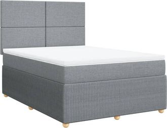 vidaXL Cama Box Spring Con Colch&oacute;n Tela Gris Claro 140x190 Cm Vidaxl