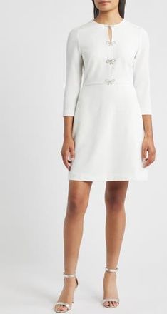 Eliza J Bow Embellished A-Line Dress in Ivory at Nordstrom Rack, Size 16