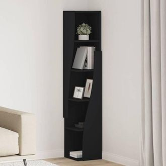 vidaXL vidaXL Mobile angolare Nero 27,5x27x140cm Legno multistrato