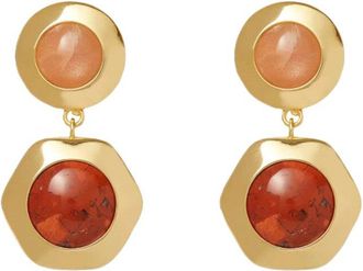 Trina Turk Plated Geo Bezel Jewel Clip on Earrings