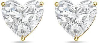 Diana M. Jewels 14Kt Yellow Gold 7.00 cts Lab Grown Heart shaped Diamond Studs