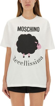 Moschino White Graphic Crew Neck T-Shirt