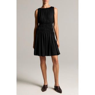 Vince Smocked Waist Minidress in Black at Nordstrom, Size Xx-Small