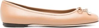 Jimmy Choo London Elme leather ballerina shoes - women - Calf Leather/Calf Leather/Calf Leather - 37,5 - Neutrals