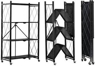 OEM Estante De Almacenamiento - Seven Comfort - Seven Comfort - Plegable - Acero Negro - Ruedas Multidireccionales (2 Frenos)