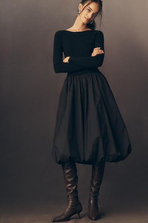 Rails Romana Knit Bubble-Hem Midi Dress