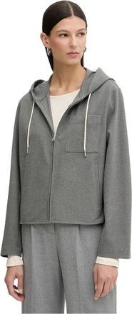 Marc O'Polo Hooded Zip Jacket - Dames - Zomerjassen - Grijs - M - Polyester - Jassen