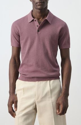 Mango Fine Knit Polo in Plum at Nordstrom, Size Medium