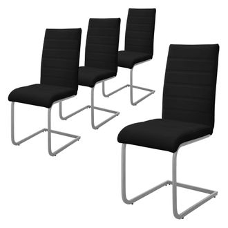ML Design Ml-design - Set 4x Sillas De Comedor Basculante Con Respaldo Alto Asiento Cantilever Negro De Polipiel Tapizado Con Patas De Metal Sill&oacute;n Dise&ntilde;o Ergon
