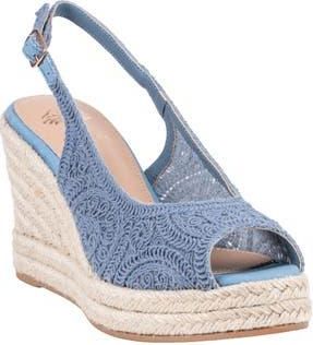 Good Choice Shoes Bowery Lace Espadrille Wedge Slingback Sandal in Blue at Nordstrom Rack, Size 8.5