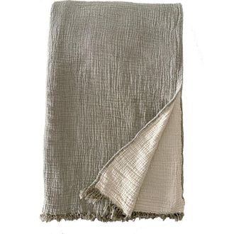 Anaya with Love Crinkled Turkish Cotton Oversized Cuddle Blanket in Olive Green at Nordstrom