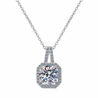 Adored Womens Moissanite Necklace In Silver