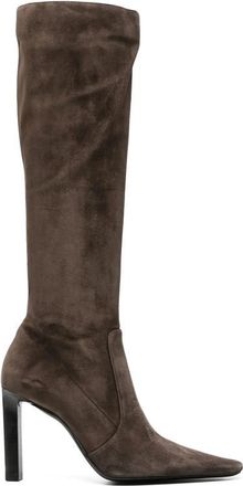 Saint Laurent Brown Suede Knee-High Boots