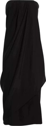 Gauge81 Onna Strapless Zijden Midi Jurk - Dames - Feestkleedjes - Zwart - L - Kleedjes